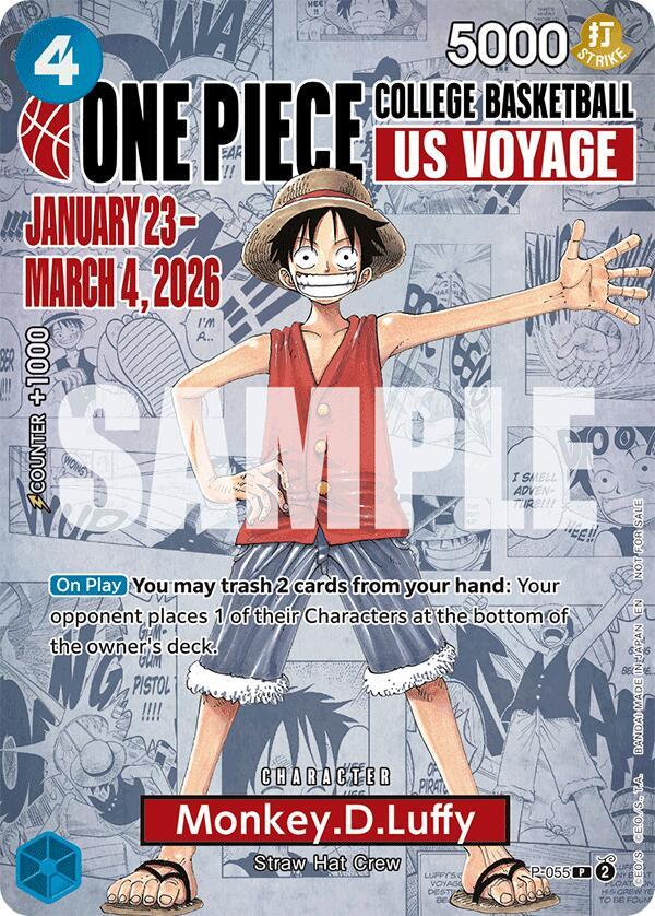 Monkey.D.Luffy (College Basketball US Voyage) P-055 card from One Piece Promotion Cards