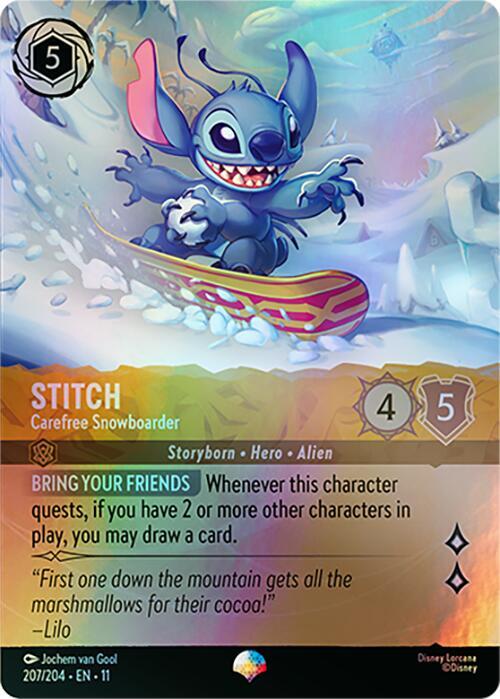 Stitch - Carefree Snowboarder (Epic) 207/204 card from Winterspell