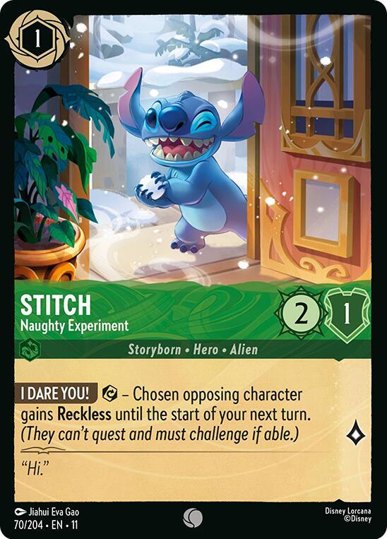 Stitch - Naughty Experiment 70/204 card from Winterspell