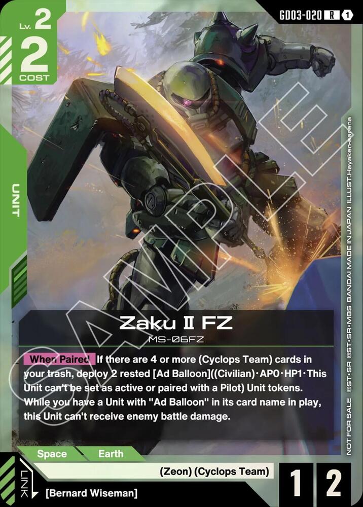 Zaku II FZ (GD03 Release Event) GD03-020 card from Gundam Promotional Cards