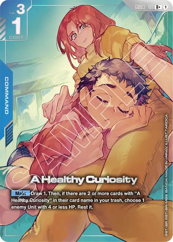 A Healthy Curiosity (R+) GD03-101 card from Steel Requiem