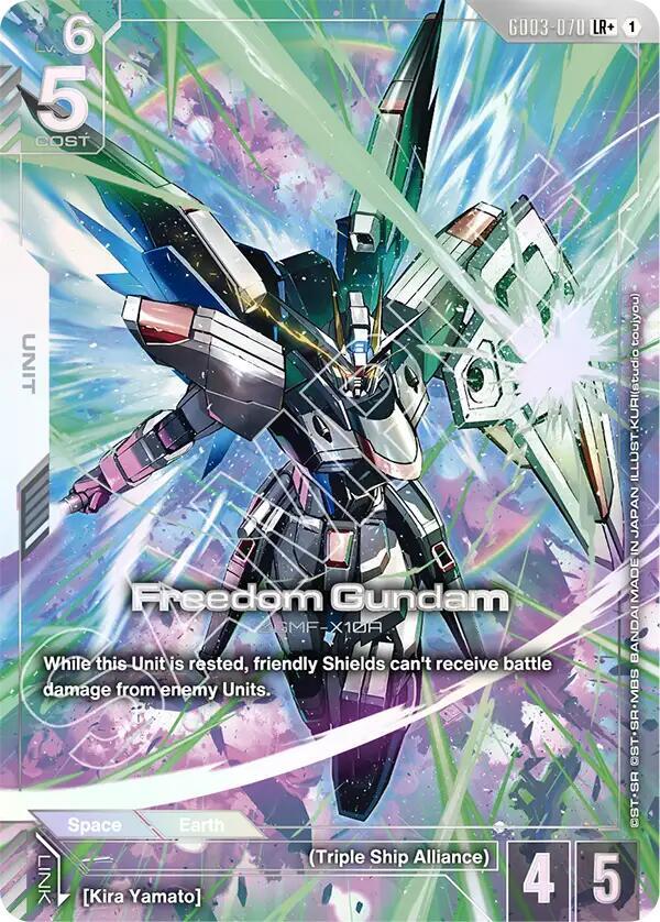 Freedom Gundam (LR+) GD03-070 card from Steel Requiem