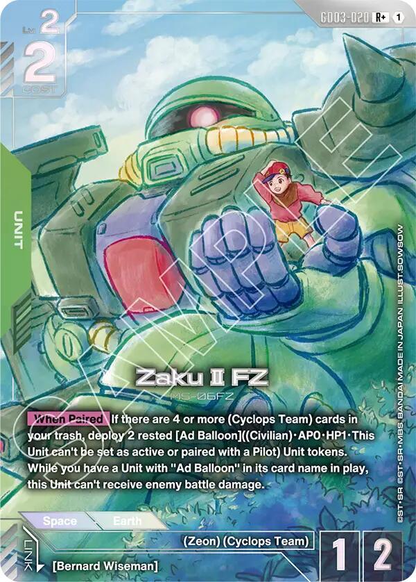 Zaku II FZ (R+) GD03-020 card from Steel Requiem