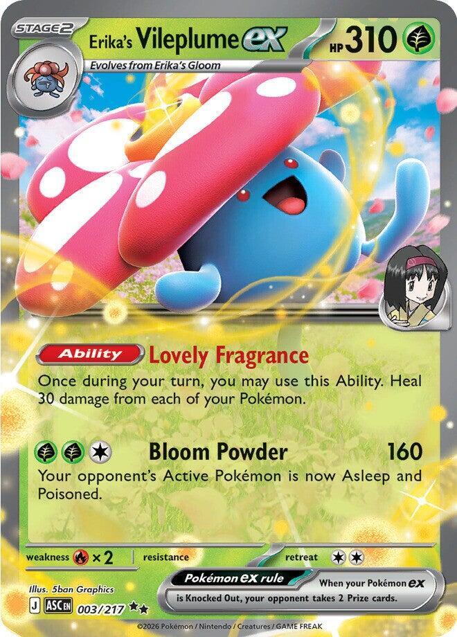 Erika's Vileplume ex 003/217 card from ME: Ascended Heroes