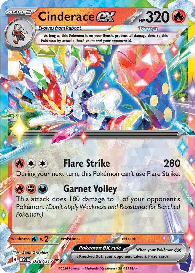 Cinderace ex 038/217 card from ME: Ascended Heroes