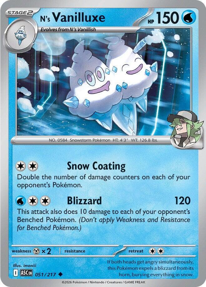 N's Vanilluxe 051/217 card from ME: Ascended Heroes