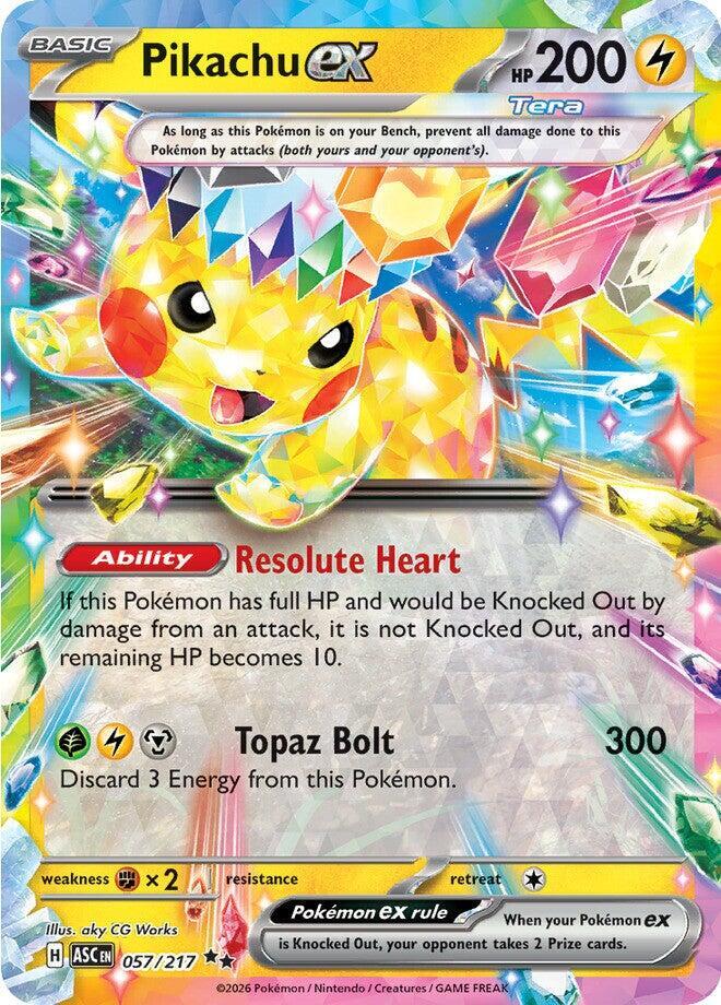 Pikachu ex 057/217 card from ME: Ascended Heroes