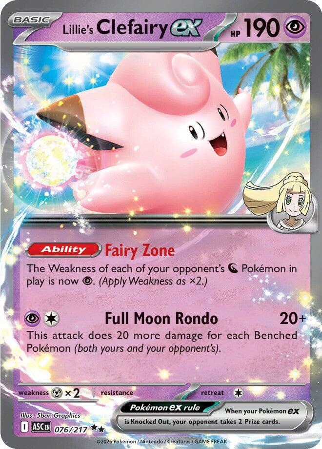 Lillie's Clefairy ex 076/217 card from ME: Ascended Heroes