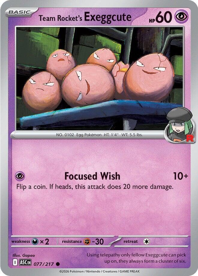 Team Rocket's  exeggcute 077/217 card from ME: Ascended Heroes