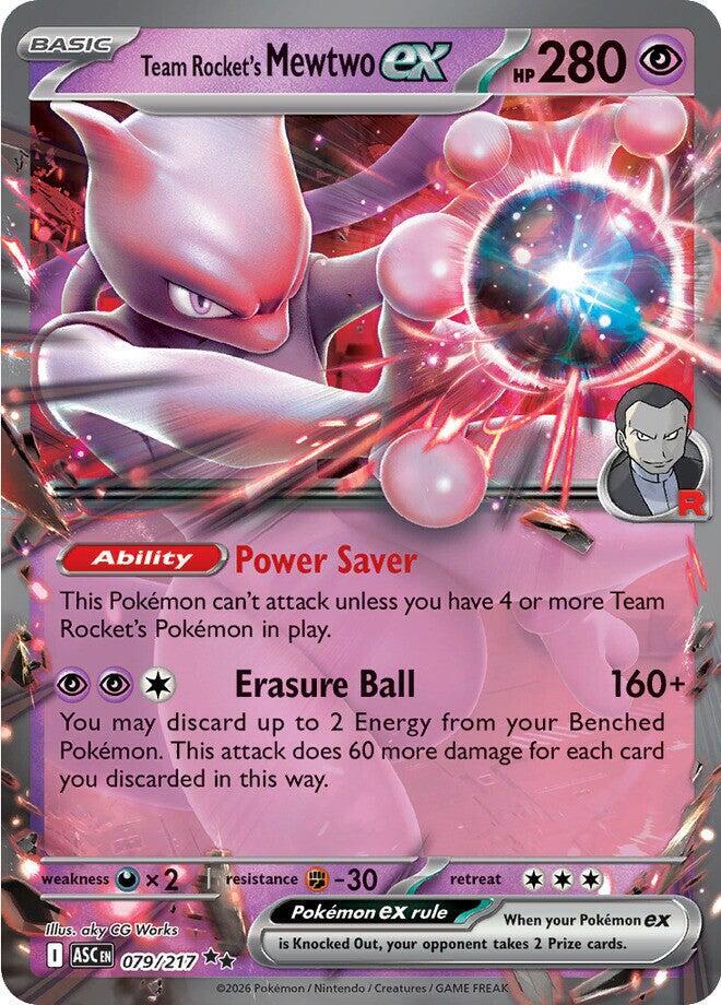 Team Rocket's Mewtwo ex 079/217 card from ME: Ascended Heroes