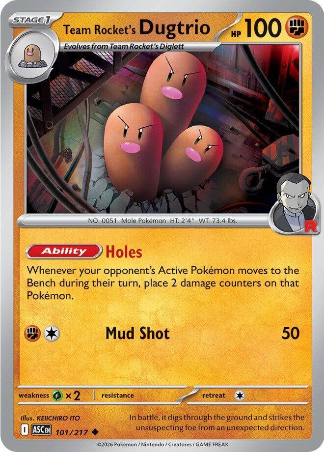 Team Rocket's Dugtrio 101/217 card from ME: Ascended Heroes
