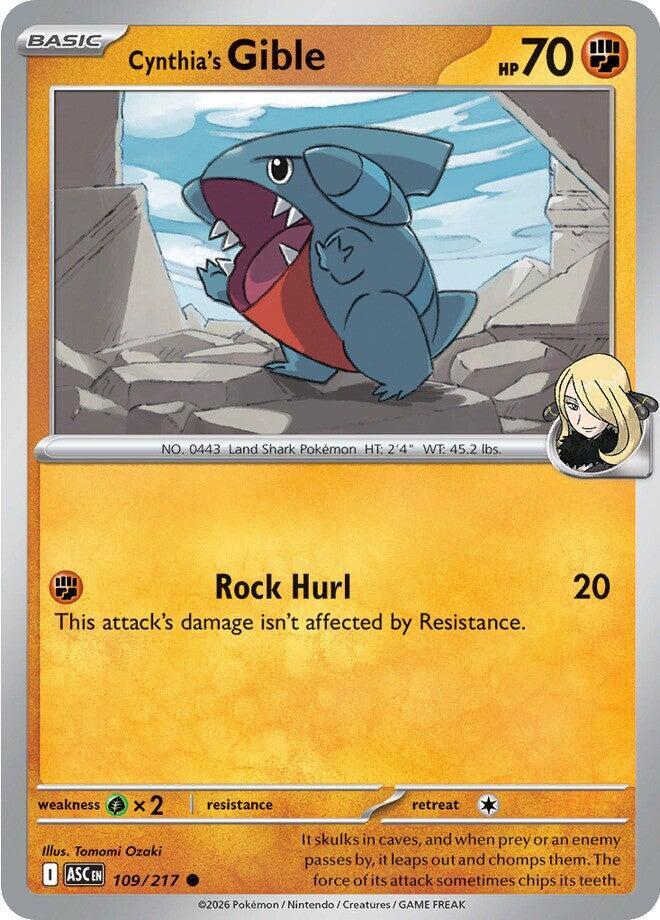 Cynthia's Gible 109/217 card from ME: Ascended Heroes