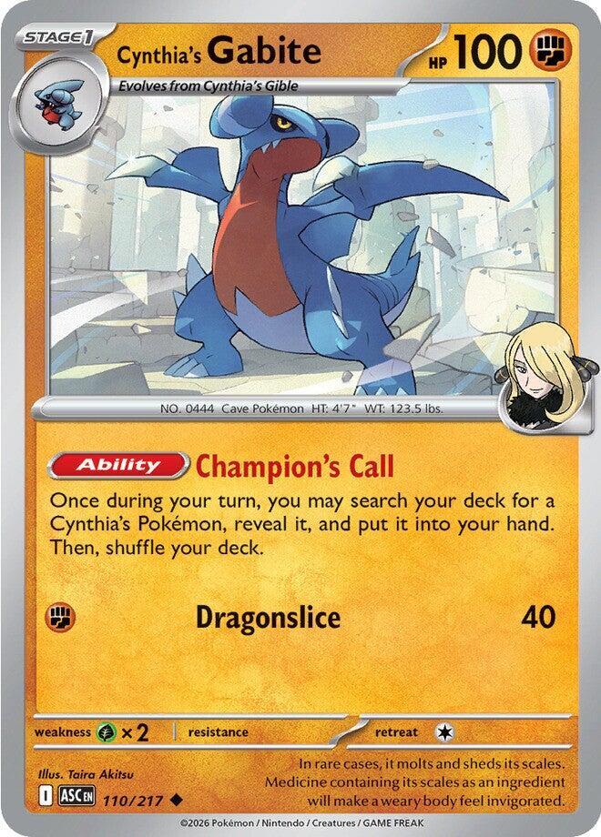 Cynthia's Gabite 110/217 card from ME: Ascended Heroes