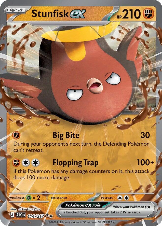 Stunfisk ex 114/217 card from ME: Ascended Heroes