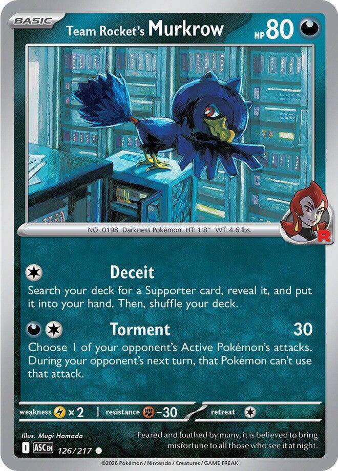 Team Rocket's Murkrow 126/217 card from ME: Ascended Heroes