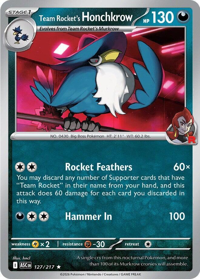 Team Rocket's Honchkrow 127/217 card from ME: Ascended Heroes
