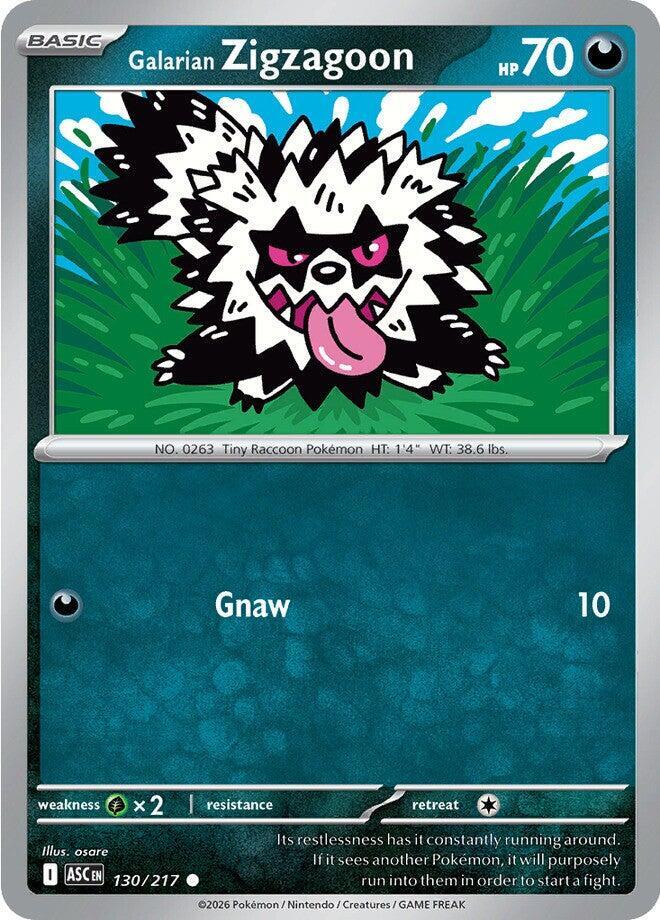 Galarian Zigzagoon 130/217 card from ME: Ascended Heroes