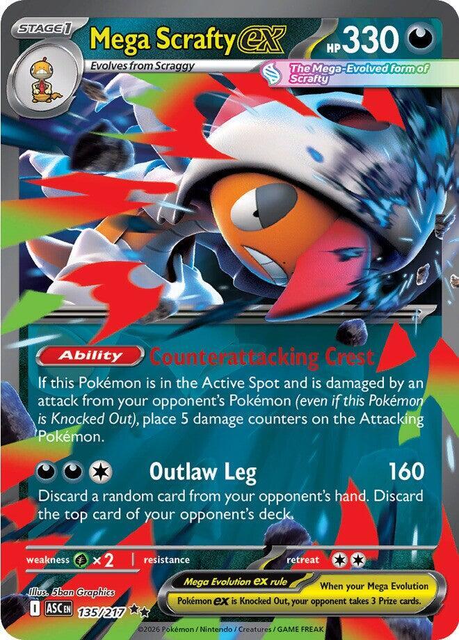 Mega Scrafty ex 135/217 card from ME: Ascended Heroes