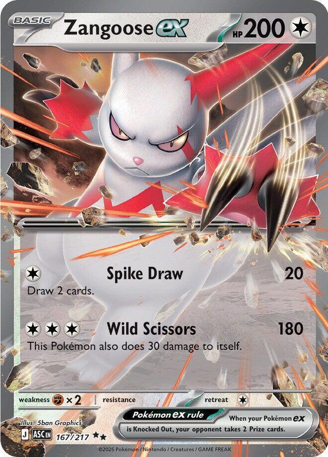 Zangoose ex 167/217 card from ME: Ascended Heroes