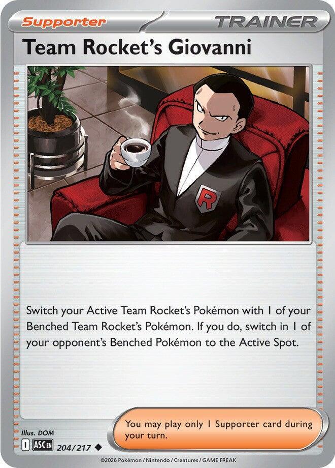 Team Rocket's Giovanni 204/217 card from ME: Ascended Heroes
