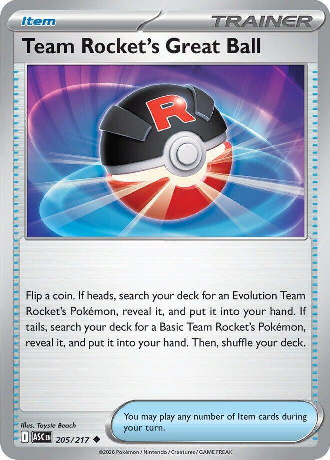 Team Rocket's Great Ball 205/217 card from ME: Ascended Heroes