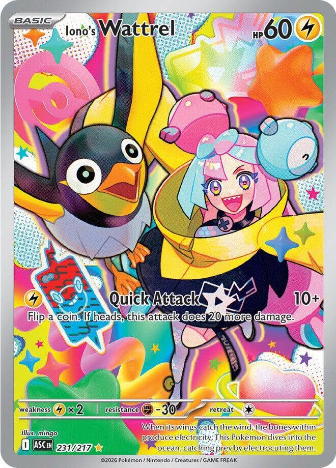 Iono's Wattrel 231/217 card from ME: Ascended Heroes