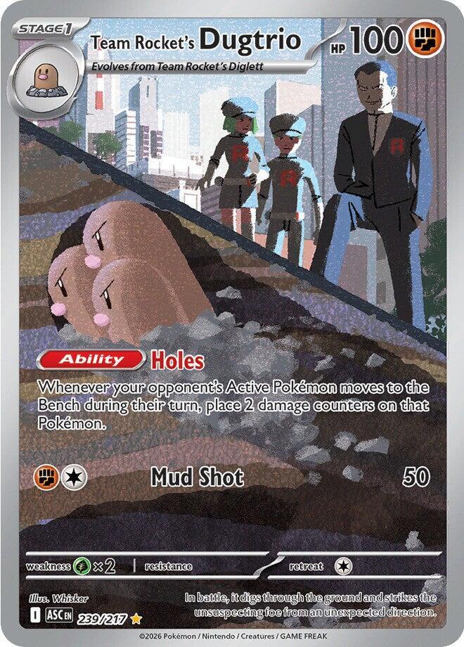 Team Rocket's Dugtrio 239/217 card from ME: Ascended Heroes