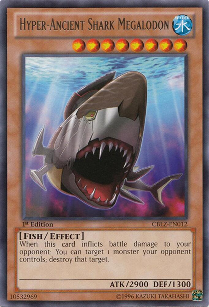 Hyper-Ancient Shark Megalodon CBLZ-EN012 card from Cosmo Blazer