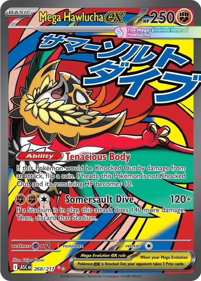 Mega Hawlucha ex 268/217 card from ME: Ascended Heroes
