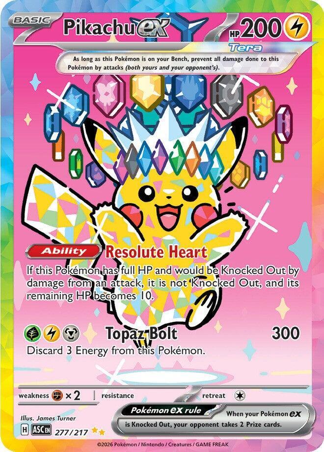 Pikachu ex 277/217 card from ME: Ascended Heroes