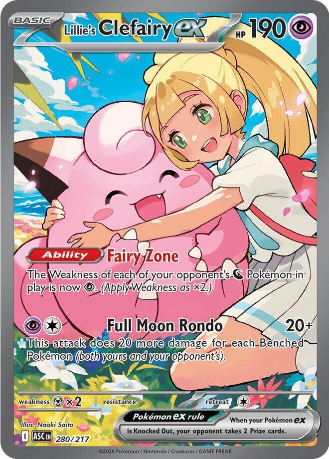 Lillie's Clefairy ex 280/217 card from ME: Ascended Heroes