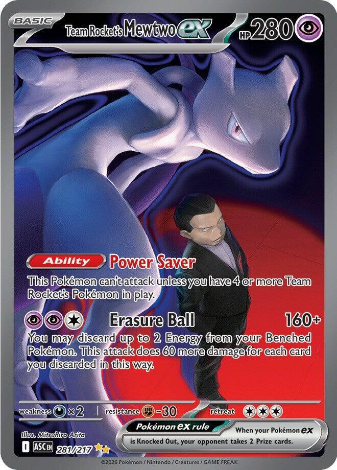 Team Rocket's Mewtwo ex 281/217 card from ME: Ascended Heroes