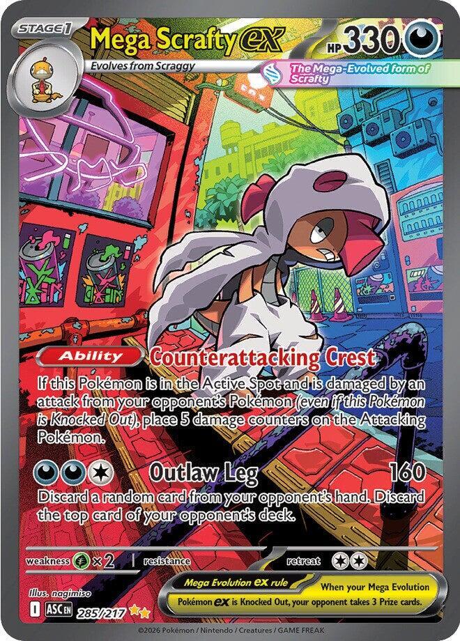 Mega Scrafty ex 285/217 card from ME: Ascended Heroes