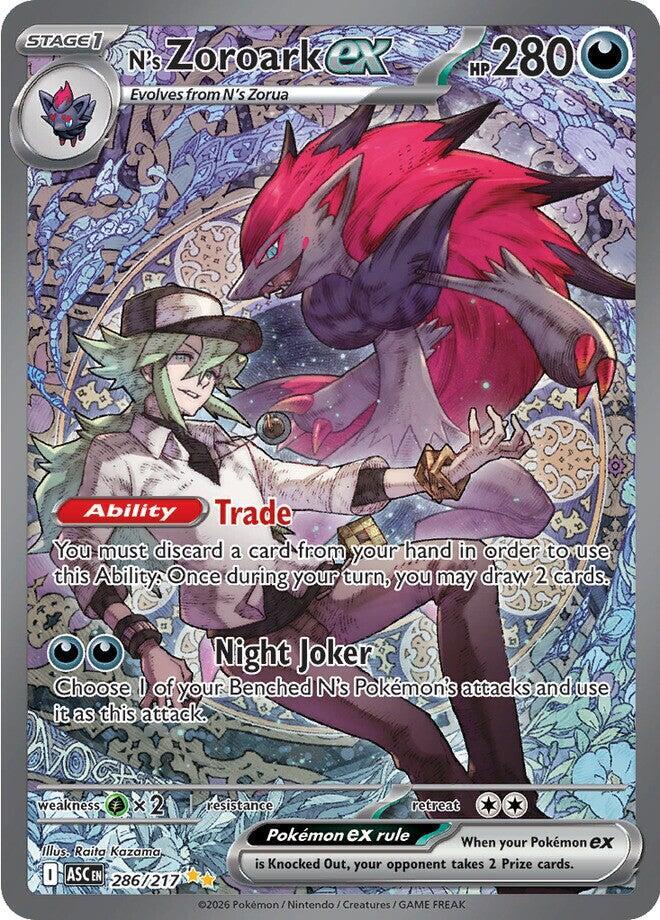 N's Zoroark ex 286/217 card from ME: Ascended Heroes