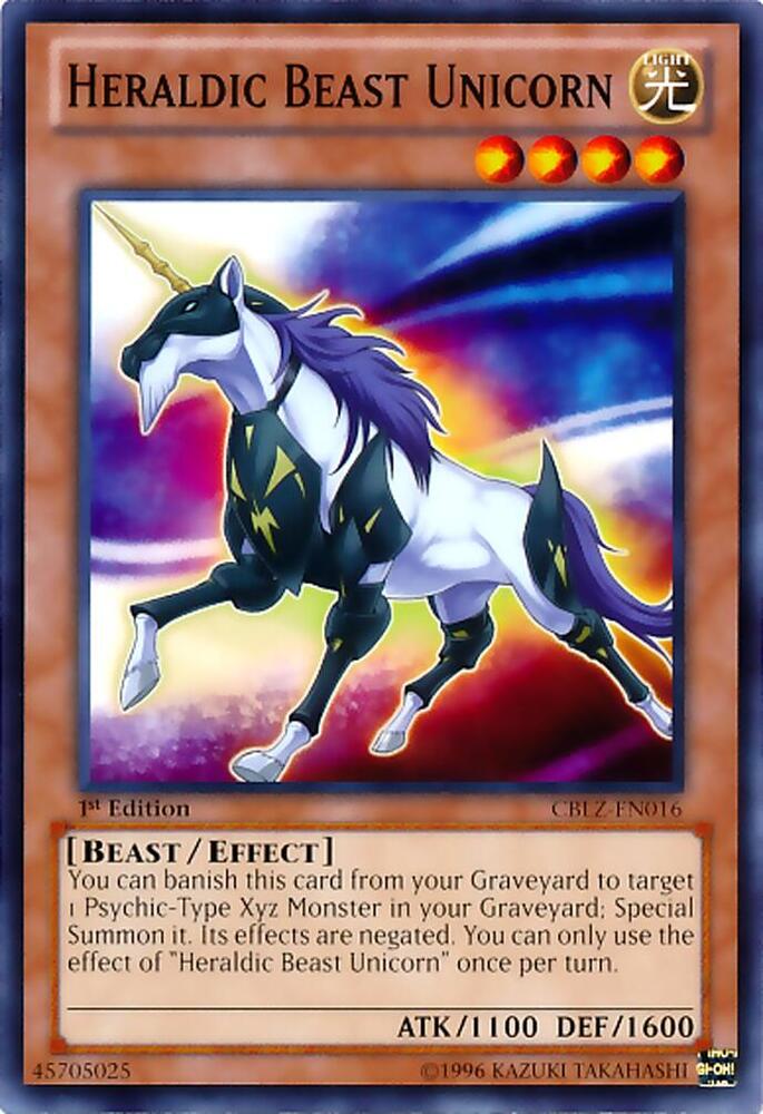 Heraldic Beast Unicorn CBLZ-EN016 card from Cosmo Blazer