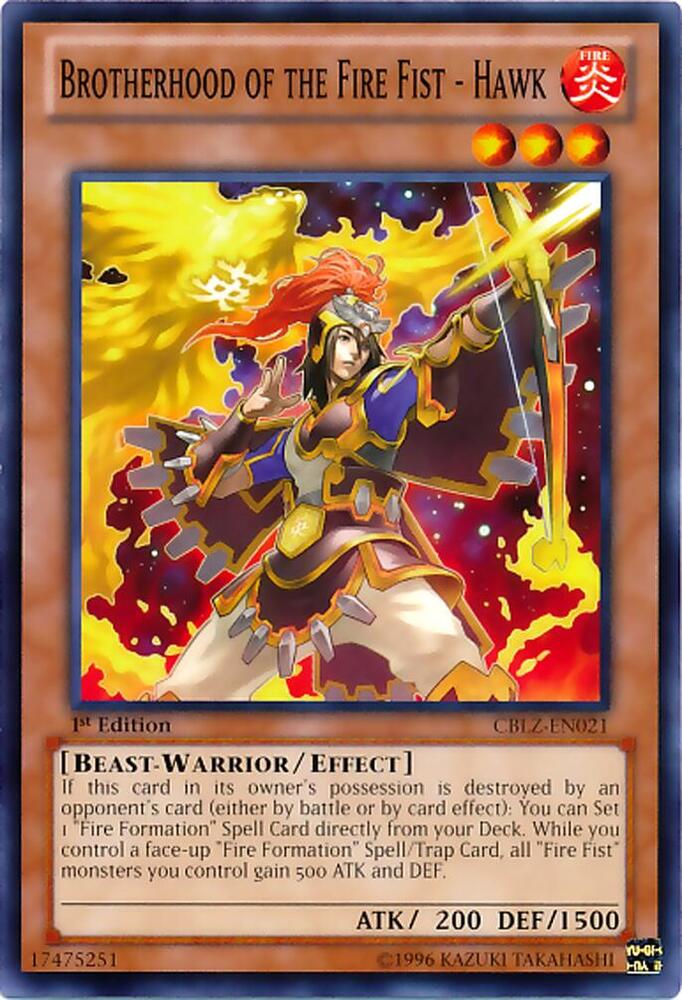 Brotherhood of the Fire Fist - Hawk CBLZ-EN021 card from Cosmo Blazer