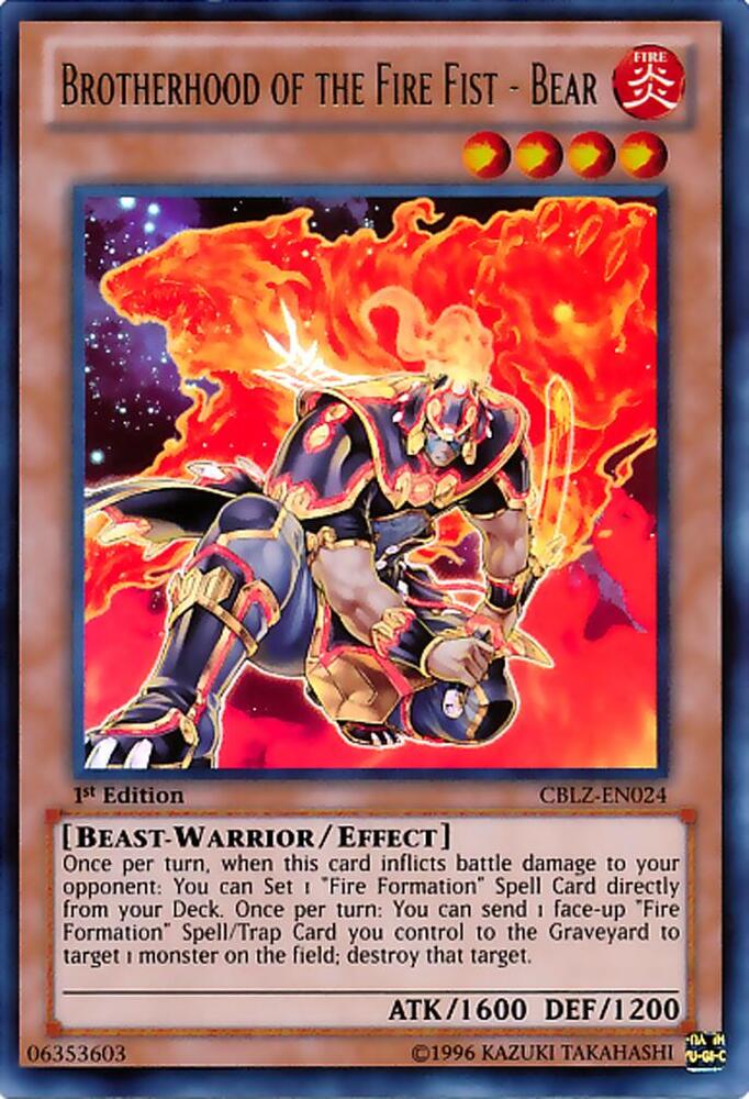 Brotherhood of the Fire Fist - Bear CBLZ-EN024 card from Cosmo Blazer