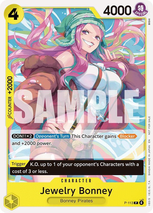 Jewelry Bonney (Heroines Battle Pack) P-113 card from One Piece Promotion Cards