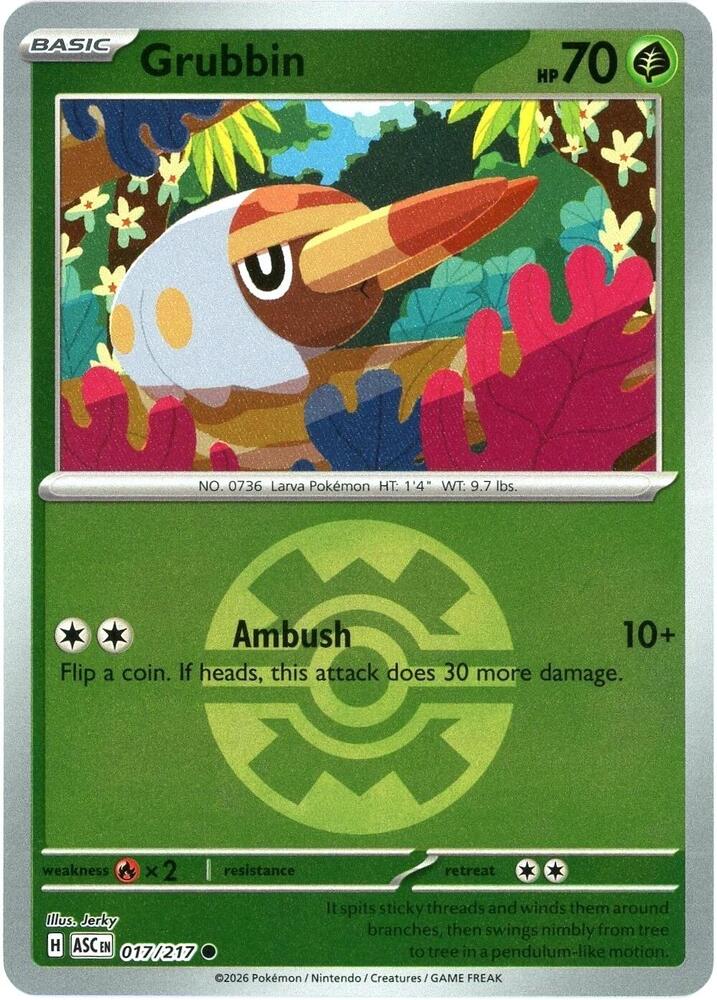 Grubbin (Quick Ball) 017/217 card from ME: Ascended Heroes