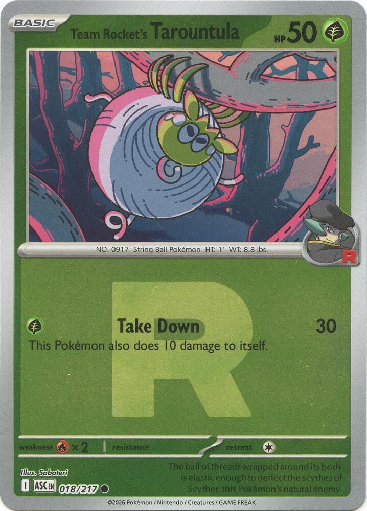 Team Rocket's Tarountula (Team Rocket) 018/217 card from ME: Ascended Heroes