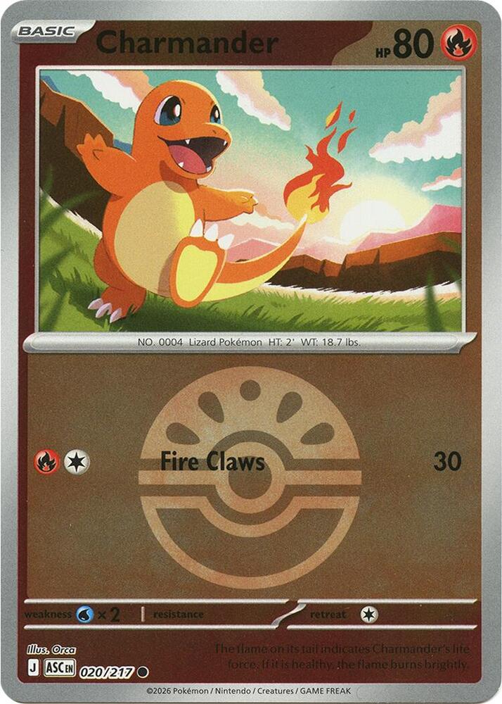 Charmander (Quick Ball) 020/217 card from ME: Ascended Heroes