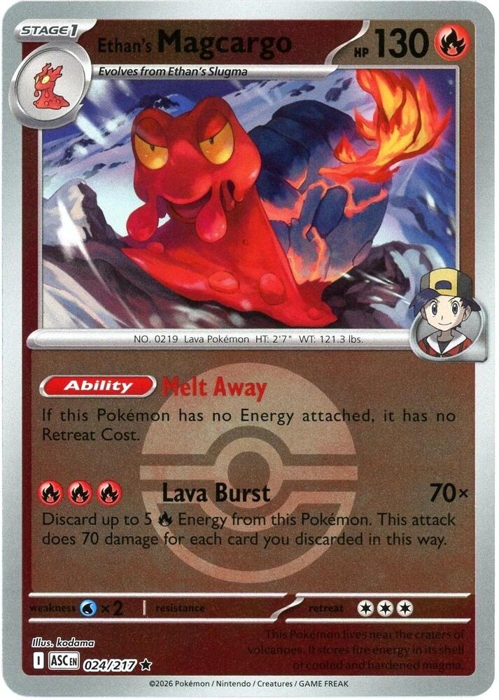 Ethan's Magcargo (Poke Ball) 024/217 card from ME: Ascended Heroes