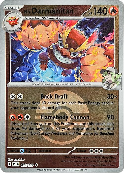 N's Darmanitan (Poke Ball) 033/217 card from ME: Ascended Heroes