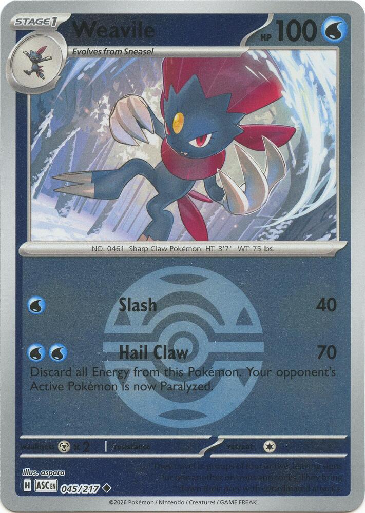 Weavile (Dusk Ball) 045/217 card from ME: Ascended Heroes