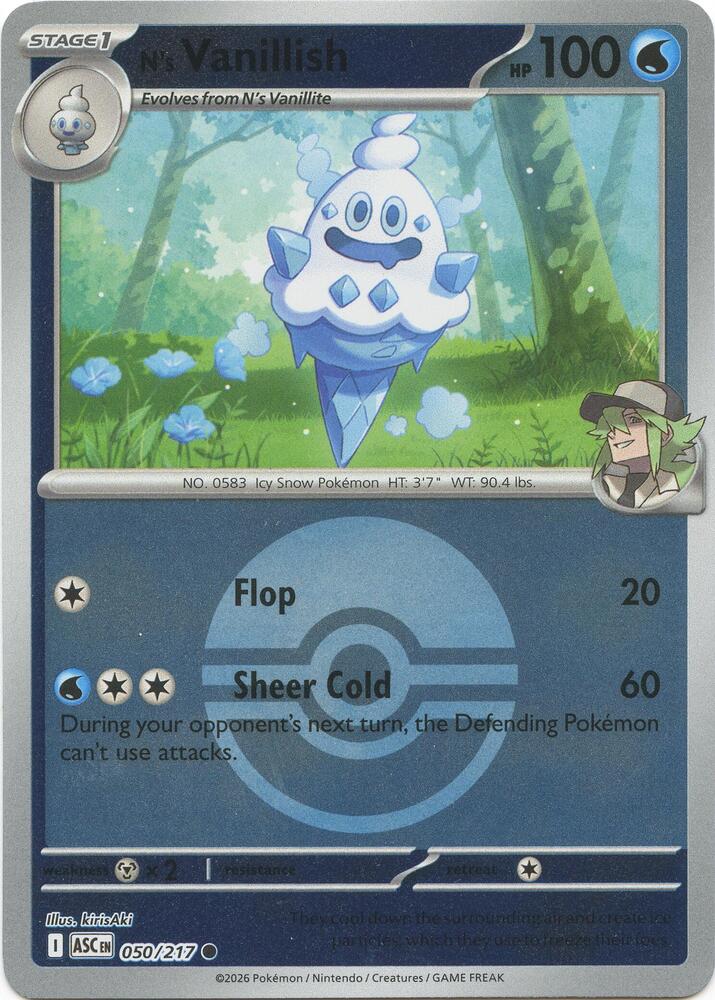 N's Vanillish (Poke Ball) 050/217 card from ME: Ascended Heroes