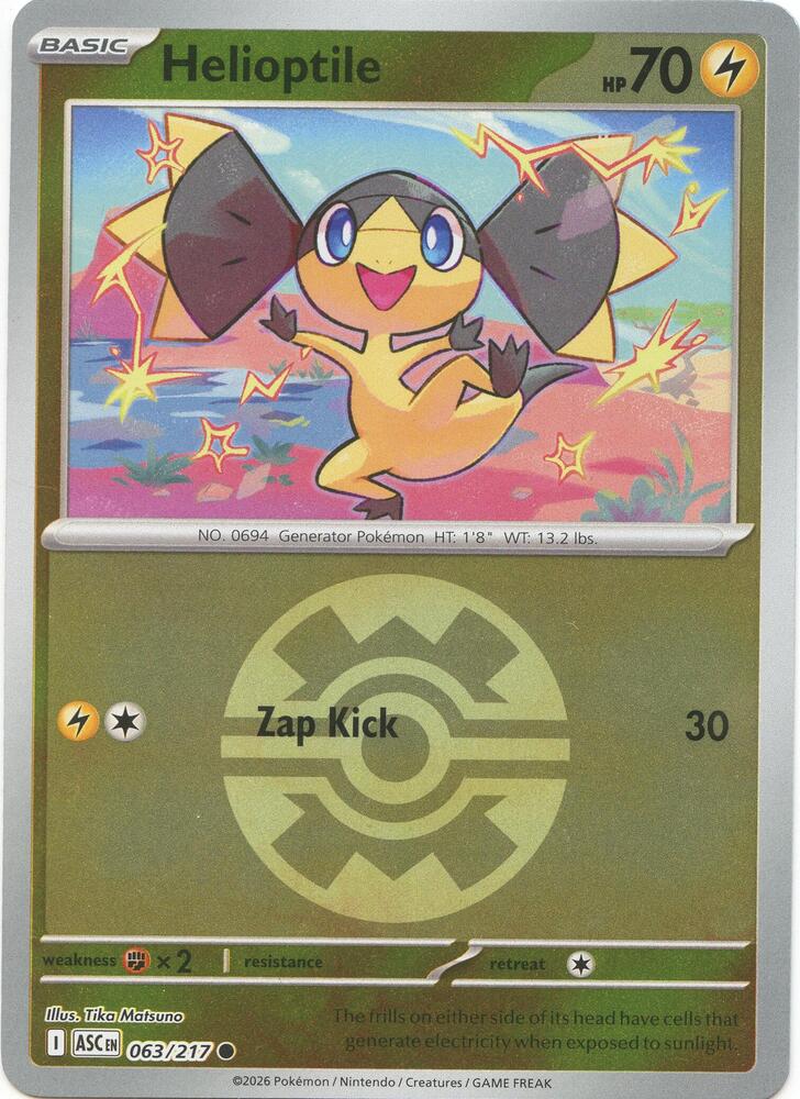 Helioptile (Quick Ball) 063/217 card from ME: Ascended Heroes