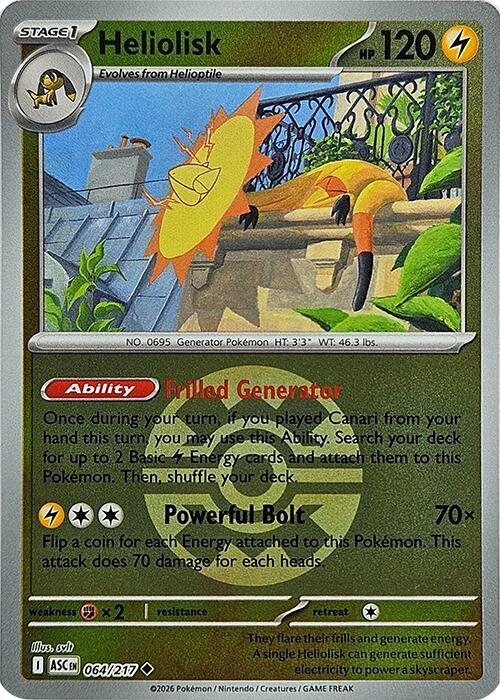 Heliolisk (Quick Ball) 064/217 card from ME: Ascended Heroes