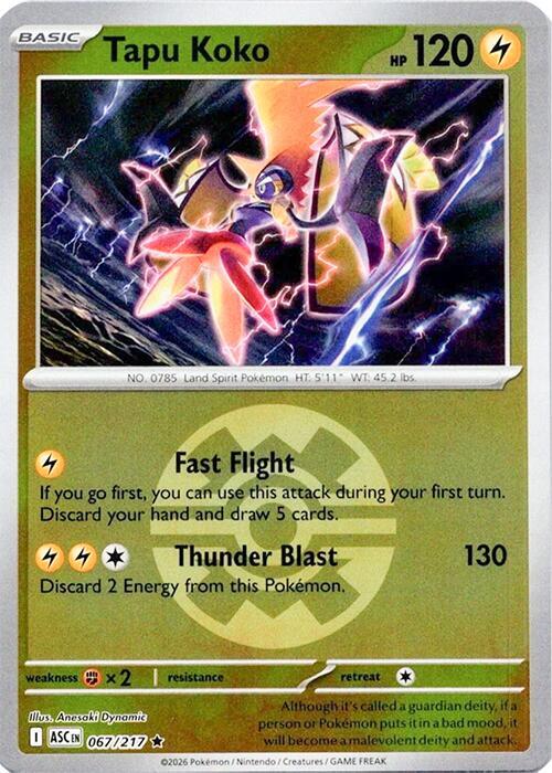 Tapu Koko (Quick Ball) 067/217 card from ME: Ascended Heroes