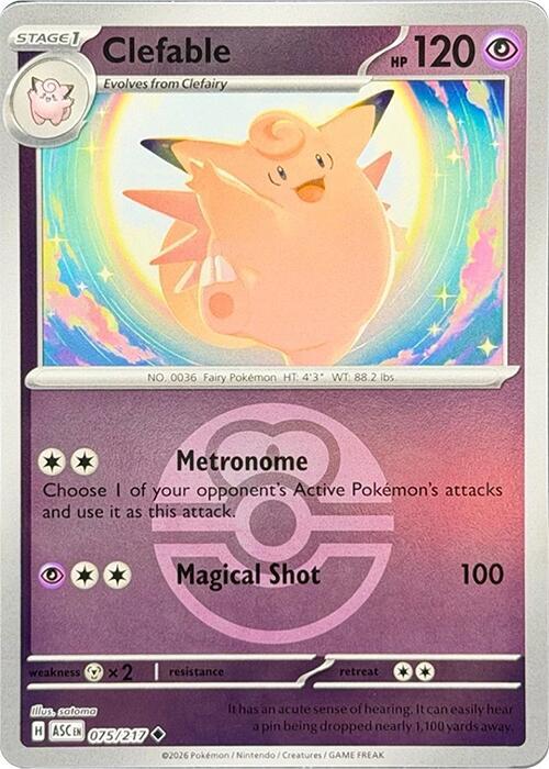 Clefable (Love Ball) 075/217 card from ME: Ascended Heroes