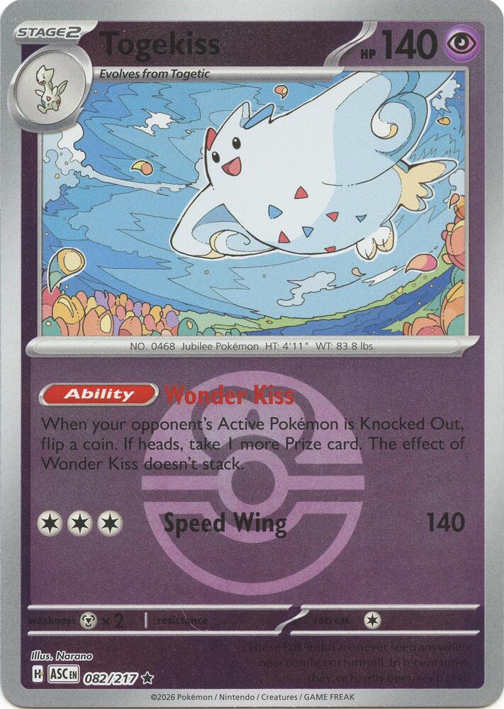 Togekiss (Love Ball) 082/217 card from ME: Ascended Heroes